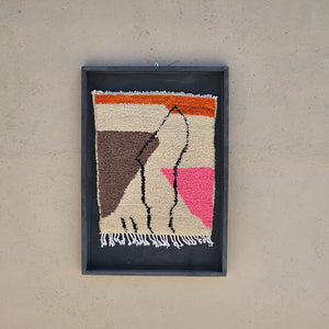 Art Mural en Tapis Traditionnel et Bois de Noyer 100 X 76 X 5cm Art Mural en Tapis Traditionnel et Bois de Noyer 100 X 76 X 5cm