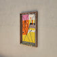 Art Mural en Tapis Traditionnel et Bois de Noyer 100 X 76 X 5cm