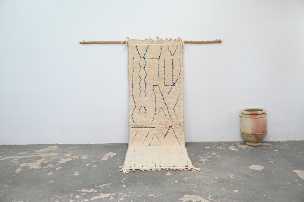Tapis traditionnel Beni Ouarain 296 X 96 Cm